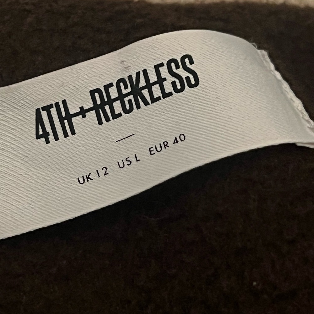 4th and Reckless Fable Chocolate Brown Contrast Stitch Longline Scarf Coat Large - Picture 10 of 12